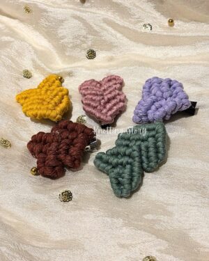 Macrame Heart Hair Clips