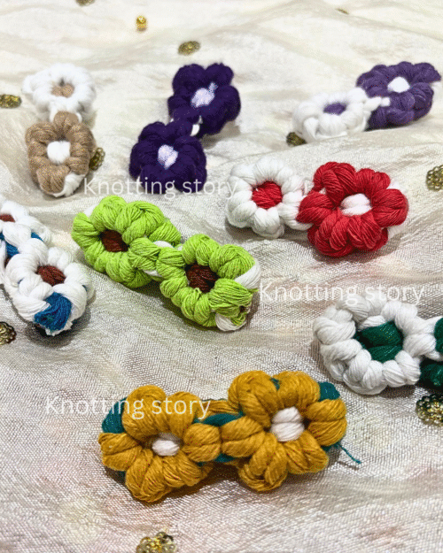 Macrame Daisy Hair Clips - Image 2